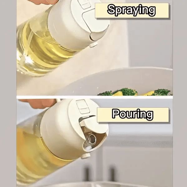 2 In 1 Oil Dispenser & Sprayer Bottle For Kitchen