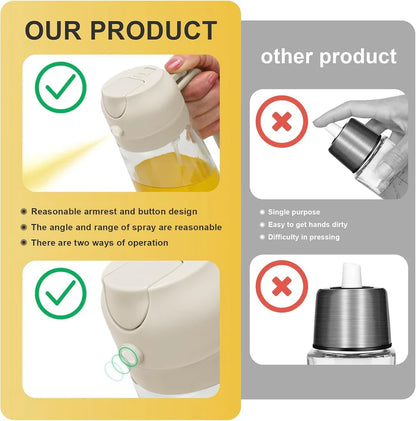 2 In 1 Oil Dispenser & Sprayer Bottle For Kitchen