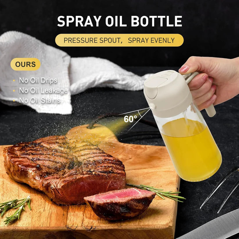 2 In 1 Oil Dispenser & Sprayer Bottle For Kitchen