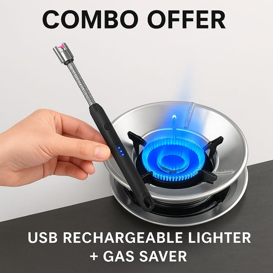 Combo USB Rechargeable 1 Lighter & 2 Gas Saver